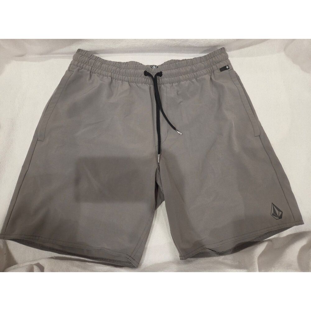 Volcom Nomoly Shorts Mens M Brindle Grey Gray Elastic Waist Repreve Stretch